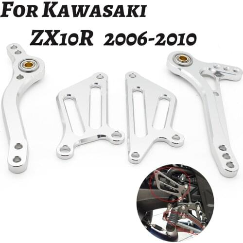 For Kawasaki ZX10R ZX-10R ZX 10R 2006-2010 Aluminum Motorcycle Rearset Footrest Footpeg Brake Gear Shift Shifter Lever + Wing
