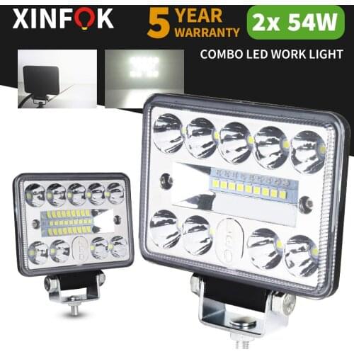 Car LED Work Light 3030 SMD 54 Watts Flood Spot Combo Beam Bright 6500K DC 12-24 Volts Spotlights Truck 4x4 4WD