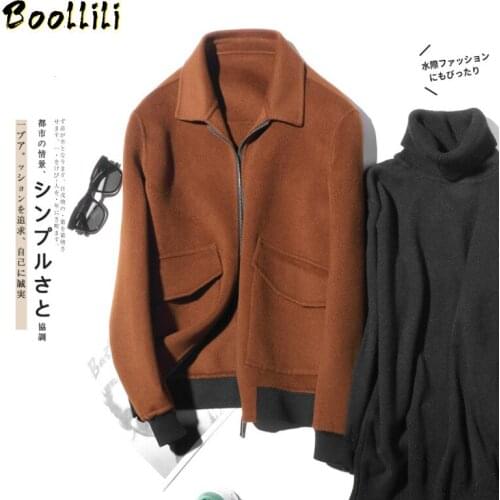 Boollili 100%Wool Coat Men Short Double-sided Man Jacket British Spring Autumn Mens Coats and Jackets Overcoat