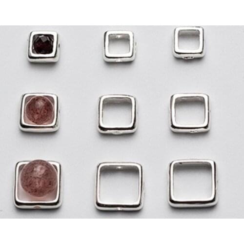 2pcs/lot 100% 925 Sterling Silver Square Spacer Inner Size 4mm 5.5mm 7.3mm Craft Encircle Charm Beads DIY Jewelry Make Findings