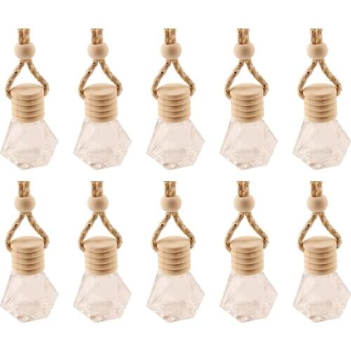 10Pcs Hanging Glass Bottle Empty Perfume Aromatherapy Refillable Diffuser Air Fresher Fragrance Pendant Ornament For Car Home