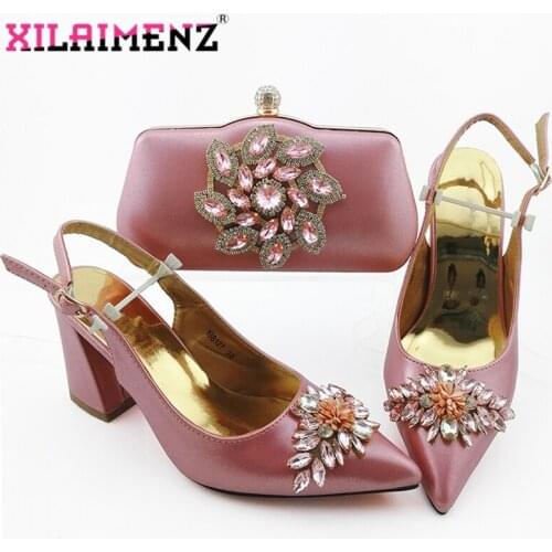 Elegant Style Pink Color African Shoes with Matching Bags Set Shoe and Bag Set for Party In Women Hot Selling for Royal Party