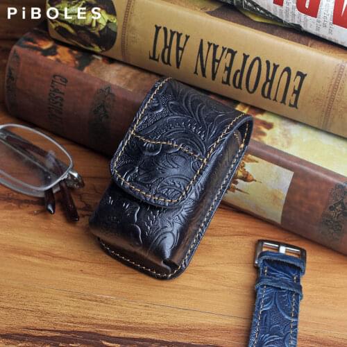 Portable Unisex Reading Glasses Box Genuine Leather Folding Protective Eyeglasses Bag Presbyopic Glasses Case