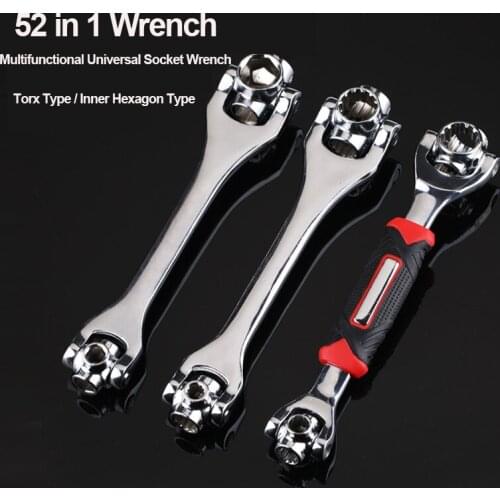Tiger Wrench Tools Universal Wrench 52 in 1 Multifunctional Socket Wrench Set 8 in 1 360 Degree Rotation 8-21mm