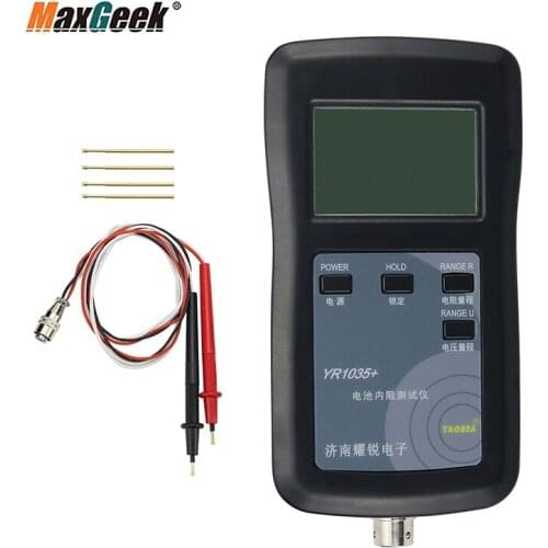 Maxgeek YR1035+ Lithium Battery Internal Resistance Tester Meter Range 0-100V 0-200Ω (with Kelvin Clips)
