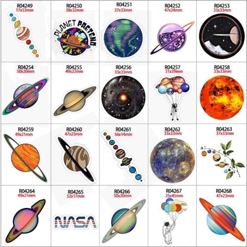 Space Universe Planets Stars Printed Planar Resin for Hair Bow Center Craft Supply Cabochon DIY Supplies 10pcs/lot