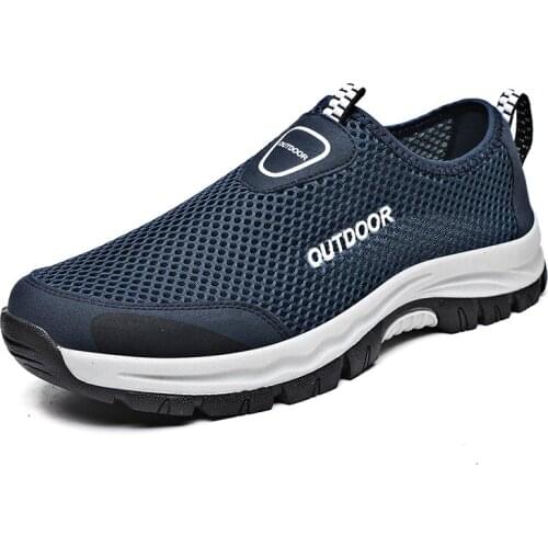 Summer Mesh Shoes Men Sneakers Fashion Lightweight Breathable Walking Footwear Slip-On Comfortable Casual Mens Sandals Big Size
