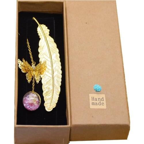 Metal bookmark leaf vein bookmark feather butterfly student use to send classmate stationery shop gift gift box