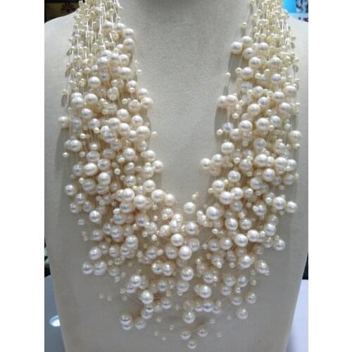 Exaggerated Necklace Fresh Water Pearl Necklace Multilayer Starriness Fashion Design Necklace For Women Jewelry Natural