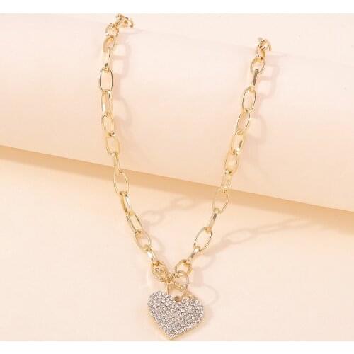 Fashion Crystal Heart Pendant Necklace Hip Hop Jewelry Chokers Jewelry Necklaces for Women Neck Chain