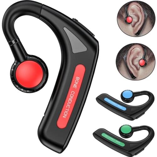 Bone Conduction Earphone Noise Reduction Wireless Headphone Bluetooth-Compatible Over-Ear Headset Hand-free Earpiece with Mic