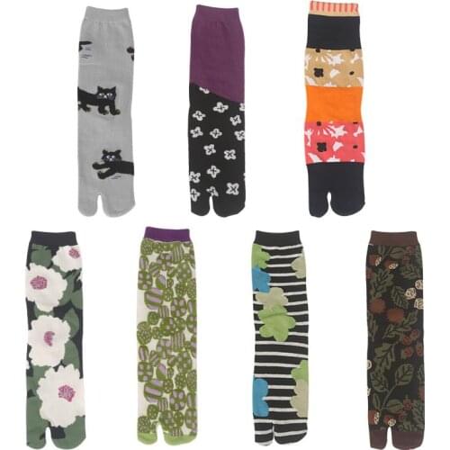 Split Toe Socks Women Japanese Style Medium Tube Four Season Cotton Socks Two Finger Socks