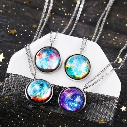 New Arrival Glowing Jewelry Starry Sky Necklace Handmade Glass Stainless Steel Necklaces Glow in the dark Pendant Jewelry