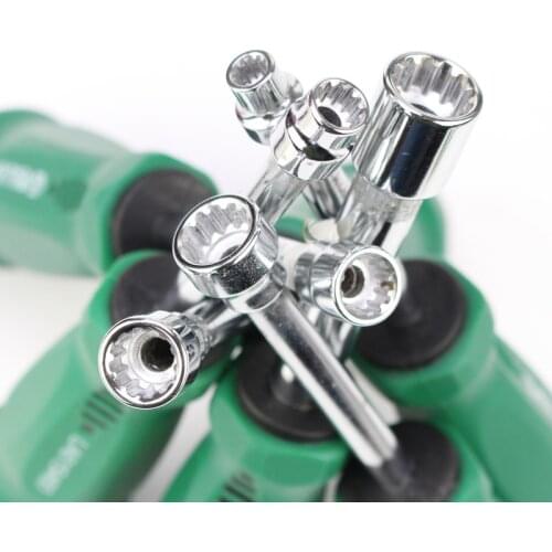 LAOA Mulction Socket Screwdriver Rubber Handle Screw Driver Tool Arbor Hardening Antislip Metal for Hex Screws