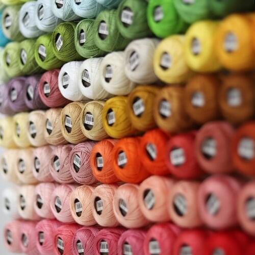 Size 8 Pearl Cotton Thread for Craft DIY Cross Stitch 5grams (43yards) Per Ball Double Mercerized Long Staple Cotton,10pcs/Color