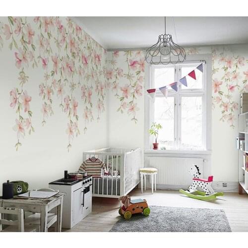 CJSIR Custom Watercolor Flowers Small Fresh Wallpaper 3D Bedroom TV Background Papel Mural Wall Papers Home Decor Decoration