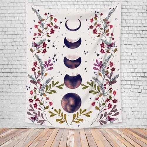 Psychedelic Moon Tapestry Wall Hanging Hippie Flowers Wall Cloth Trippy Tapestry Carpets Dorm Art Decor Decoration Accessories