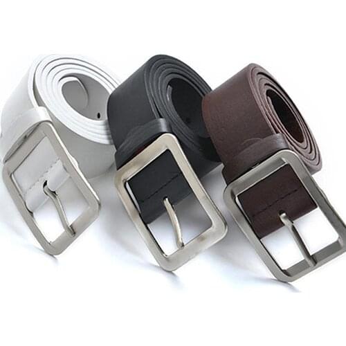 New Fashion Mens Belt Luxury Faux Leather Solid Color Buckle Waist Strap Business Casual Belt Party Accessories