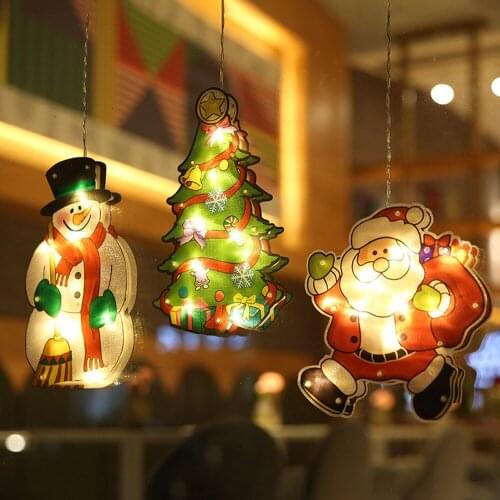 2020 Christmas Pendant Drop Ornaments Santa Claus Window LED Lights Tree Decorations