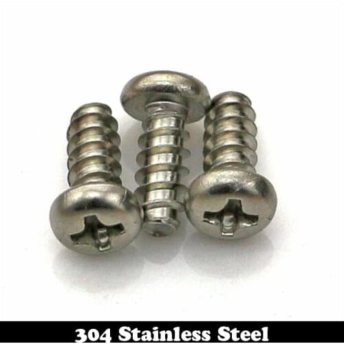M2.2 M2.2*6 M2.2x6 M2.2*8 M2.2x8 M2.2*10 M2.2x10 304 Stainless Steel PB Phillips Cross Round Head Flat Tail Self Tapping Screw
