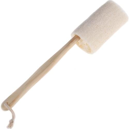 Natural Exfoliating Loofah Back Sponge Scrubber Brush with Long Wooden Handle Stick Holder Body Shower Bath Spa Body Back Brush