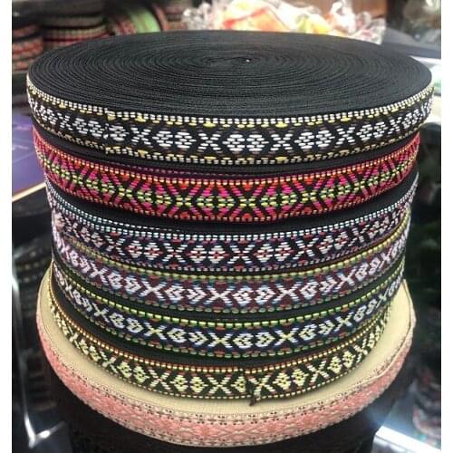 Wide 2cm 45yards/lot Polyester Woven Jacquard Ribbon Geometric national style for hat curtain and clothing accessory LS-5358