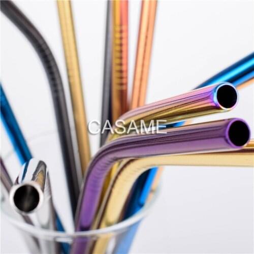 6pcs Stainless Steel Drinking Straw Wholesale Reusable Straw Gold Metal Straws Food Grade Juicy Party Straws Brush Set Bar
