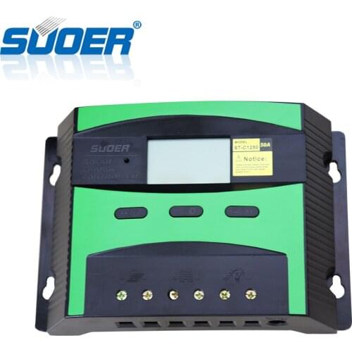 Suoer【 PWM Charge Controller 】 latest design PWM solar 12V 24V 50A charger controller(ST-C1250)