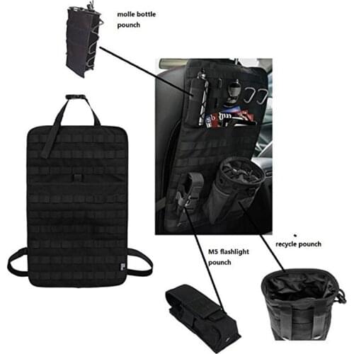 Tactical Molle Car Back Seat Organizer Accessories Army Molle Pouch Storage Bag Car Seat Back Organizer Seat Cover Protector