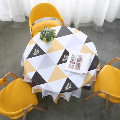 Modern Style Waterproof Oil-proof Scald-proof No Wash Hotel Restaurant Round Shape Table Mat Kitchen Durable Tablecloth F8463