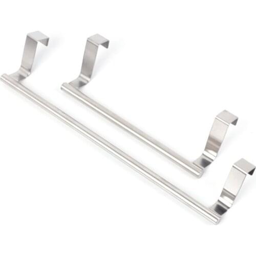 1Pc Stainless Steel Home Door Back Towel Racks Stand Bathroom Towel Bars Holder Kitchen Hanging Cabinet Door Rag Shelf Organizer