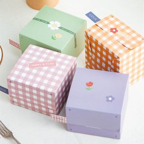 10pcs Net red small square box dessert candy cookies packaging boxes DIY baby shower gift box baking decoration cake paper box