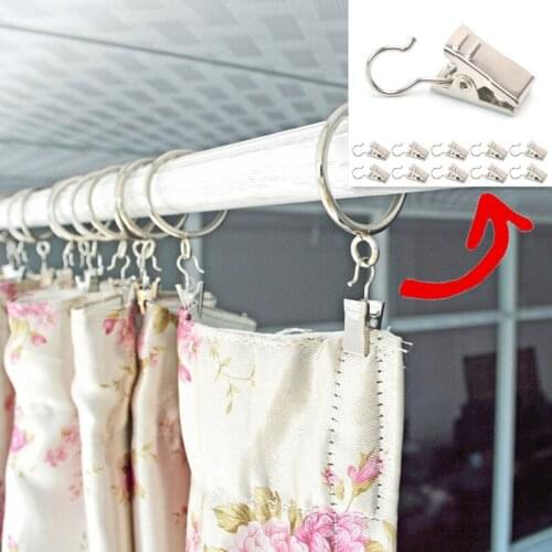 10pcs Multifunction Clip with Hooks Curtain Clips Hanging Clothes Peg Laundry Clothes Clip Hanger Home Storage Organization Tool