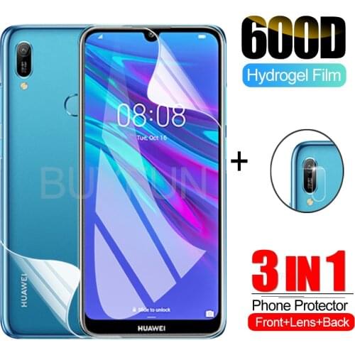 3-in-1 Hydrogel Film For Huawei Y5 2019 Screen Protector Camera Protective Glass For huawei y7 y6 y9 2019 y8p screen Lens film