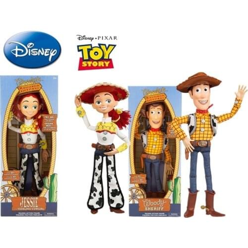 40cm Disney Pixar Toy Story 3 4 Talking Cartoon Anime Figures Woody Jessie Action Model Collection Doll Children Toys Gifts