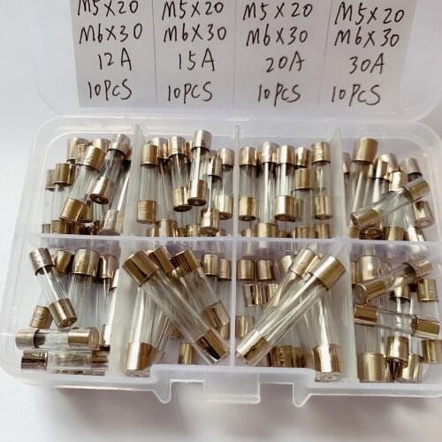 80pcs / box of 5x20 mm 6×30mm fast blow fuse kit, various specifications, 0.5A 1A 5A 10A 12A 15A 20A 30A