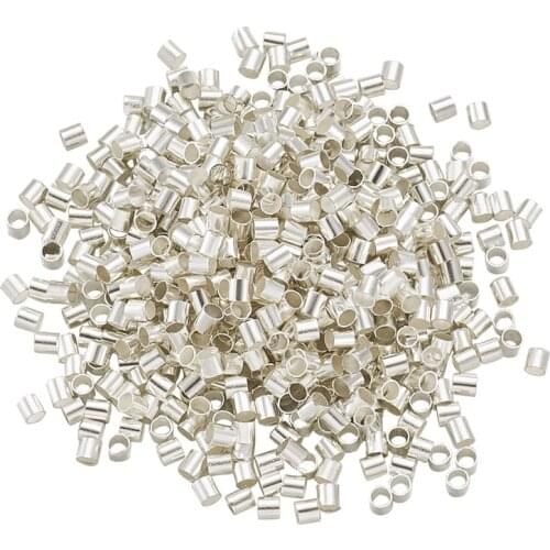 900pcs/10g 2MM Brass Tube Crimp Beads Cord Cover Tips Bead Spacer for Jewelry Making DIY Bracelet Necklace 2x2mm Hole 1.5mm