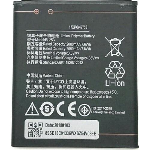 2050mAh BL253 Battery For Lenovo A2010 Battery A 2010 / BL 253 BL-253 A1000 A1000m A 1000 A2580 Mobile Phone