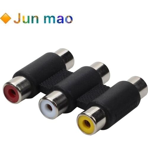 AV straight female to female extension 3 lotus red yellow white audio video cable pair connector RCA female to female adapter