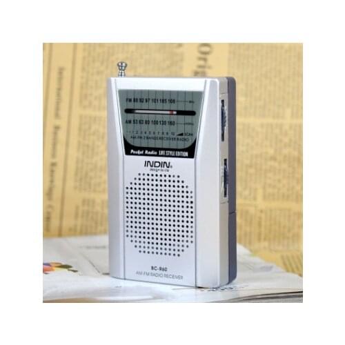 BC-R60 Pocket Radio Telescopic Antenna Mini AM/FM 2-Band Radio World Receiver with Speaker 3.5mm Earphone Jack Portable Radio