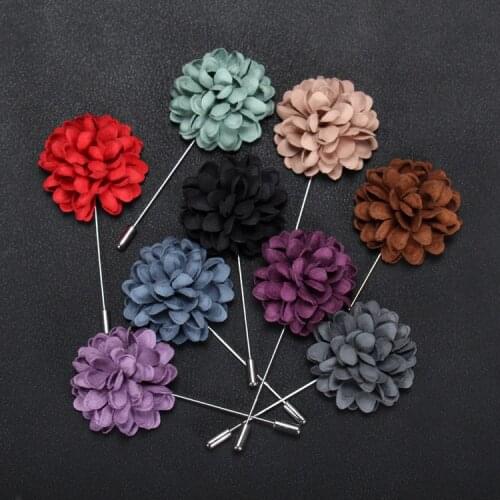 Free shipping , 10 pcs/lot , Mens Fabric Flower Lapel Pin, Wedding Boutonniere, fashion jewelry Garment Accessories