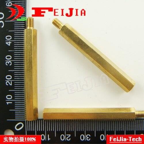 Free shipping 50PCS/LOT M4*45+6mm hexagonal copper pillars single head interval columns Hardware Fasteners Bolts