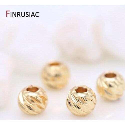 14k Gold Plated 2.5mm/3mm/4mm Round Spacer Beads Cutting Pattern Beads Accessories For Jewellery Making DIY Bracelets Necklaces