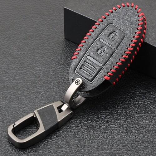 Genuine Leather Car Key Case Cover For Nissan Tidda Livida X-Trail T31 T32 Qashqai March Juke Teana Maxima Keychain Ring Holder