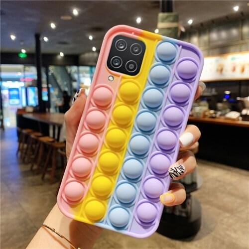 For Galaxy M12 Rainbow Case For Samsung A12 Phone Case Top Silicone Bubble Release Pressure Cover for Samsung S10 Plus S21 Ultra