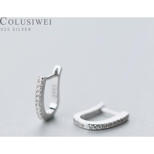Colusiwei 925 Sterling Silver U Shape Stylish Hoop Earrings for Women Unique Design Shiny Clear CZ Fashion Fine Jewelry 2020 NEW
