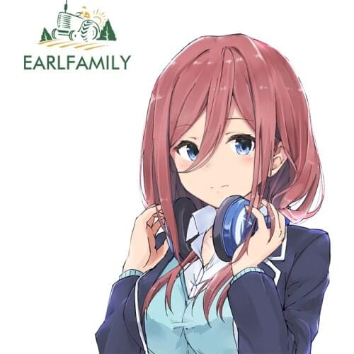 EARLFAMILY 13cm x 10cm For Miku Nakano Car Stickers Waterproof Decal RV VAN Bumper Car Assessoires Motorcycle Decoration