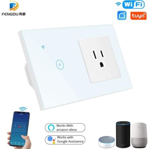 Smart Life 1 2 3 Gang WiFi US Electrical Socket and Tuya Switch WiFi Remote Switch Light Voice Control Alexa Google Assistant