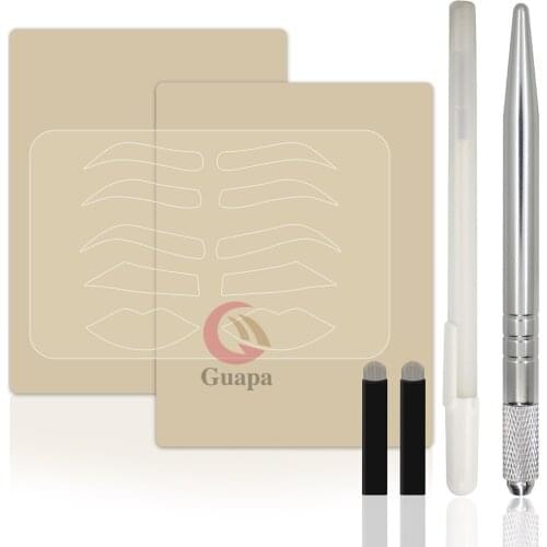 Freestyle Microblading Practice Kit with Reusable Eyebrow Template for Permanent Makeup Training Academy or Beginners Practice