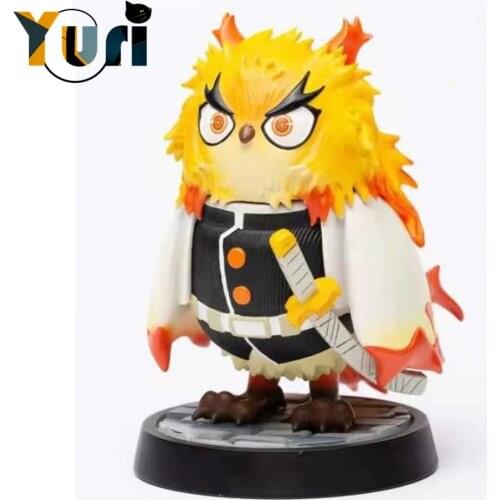 Demon Slayer Kimetsu No Yaiba Rengoku Kyoujurou Owl Figure Doll Model Toy Statue Display Collection Cute Props Cosplay Gift C